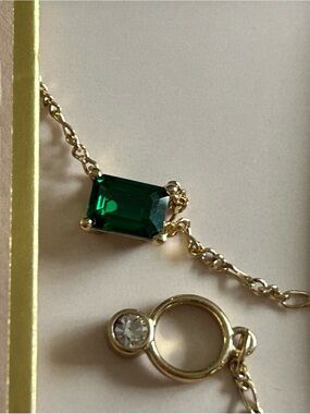 4/$50 Emerald Green Rectangular Pendant Necklace
